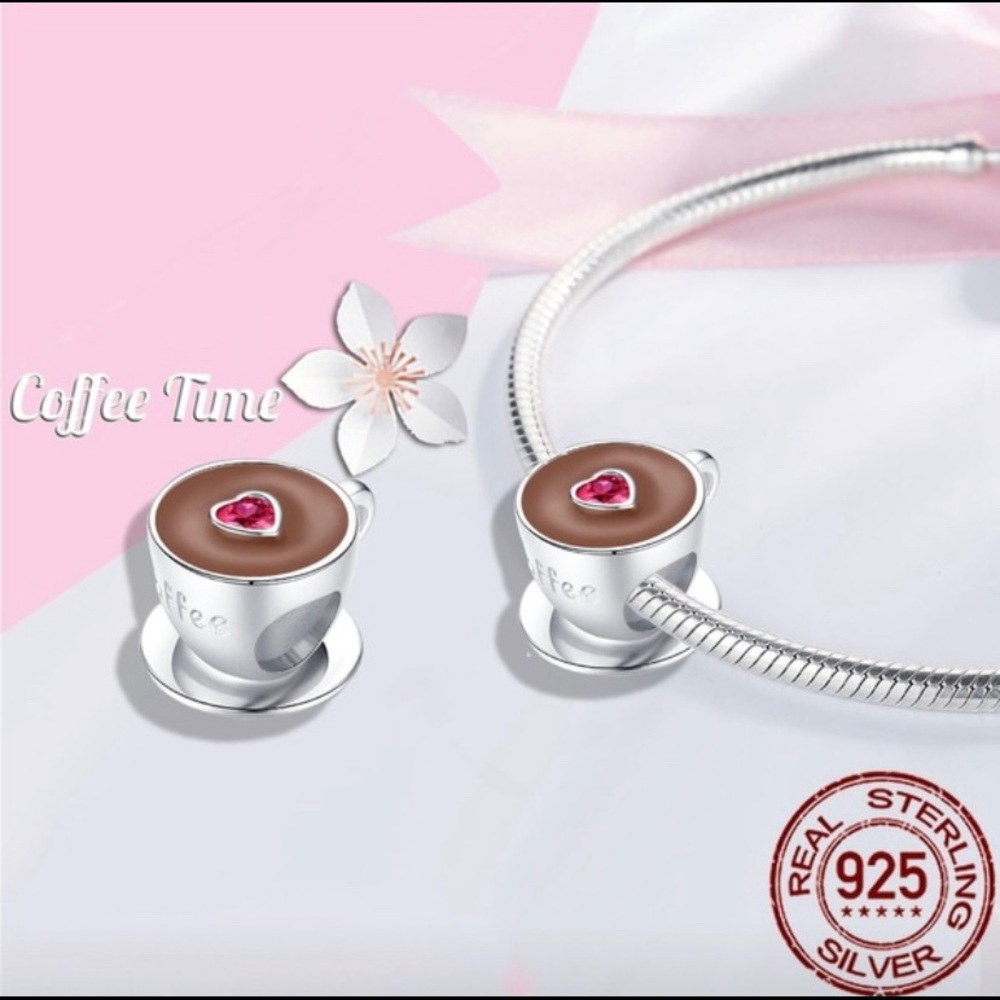 STERLING SILVER COFFEE CHARM - Picture 2 of 7